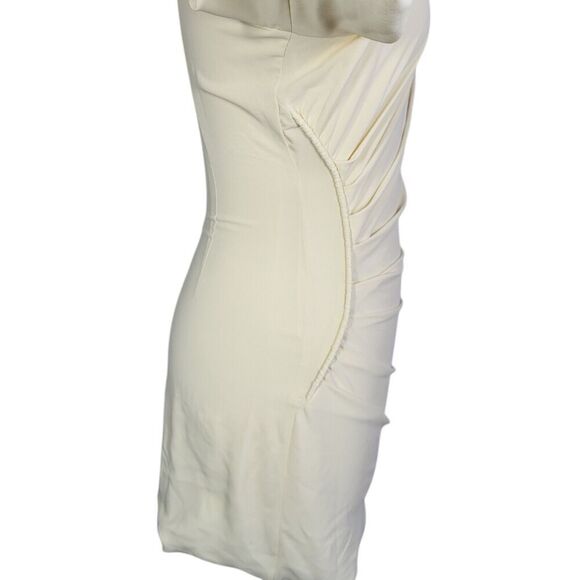 ZARA Long Sleeve Ruched Mini Dress Cream Medium 3897/063 Clean Girl Neutral NEW - Picture 4 of 10